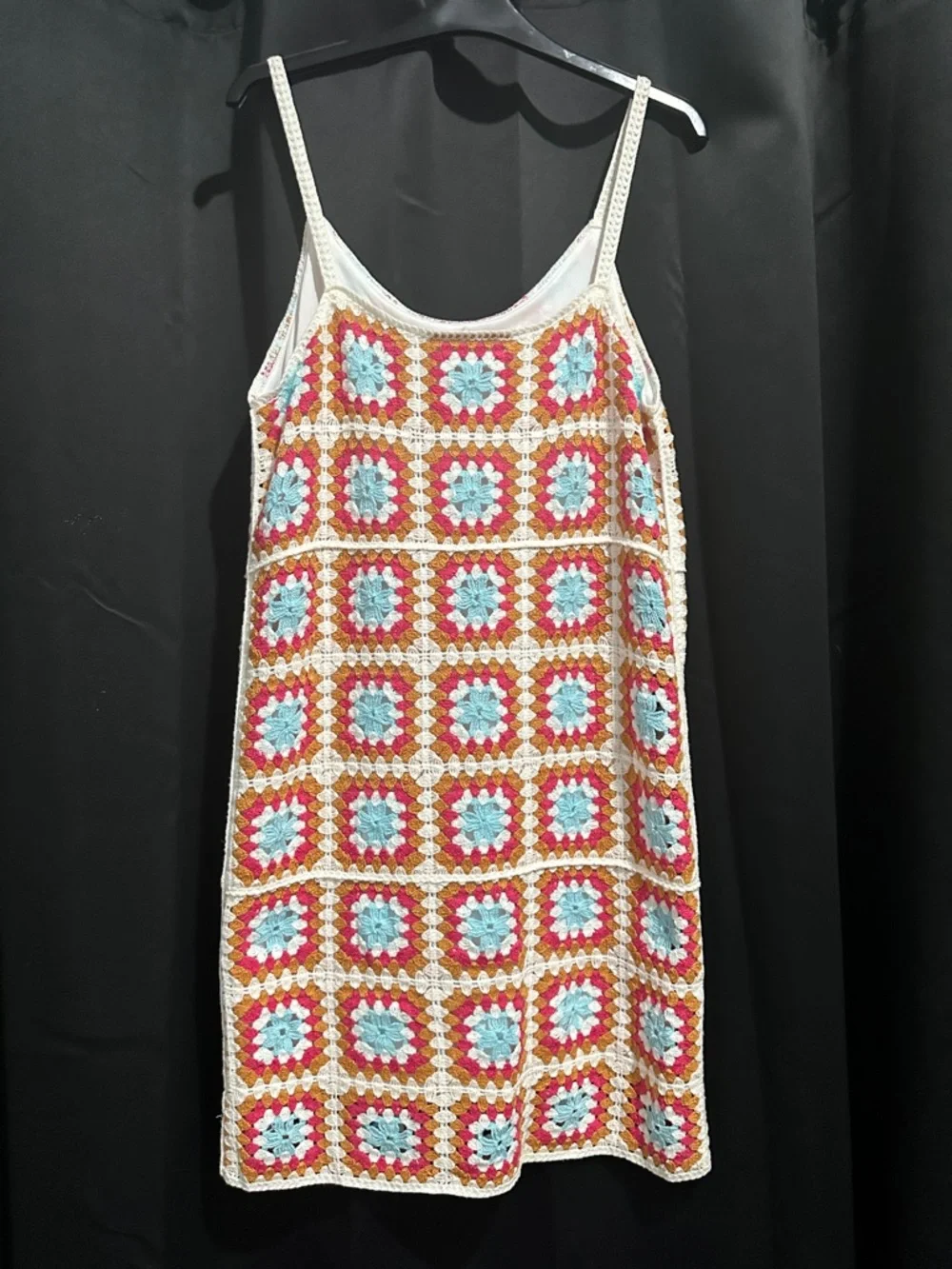 Crochet Willow & Wind Multicolor Slip Dress Size M 70s Style Festival - Picture 5 of 9